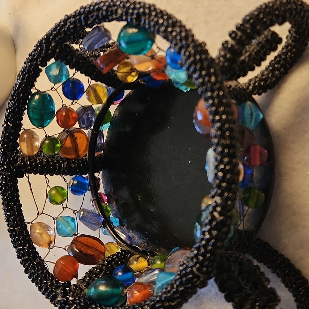 Hand created beaded, stones, and wire   decorative display art. Made in India